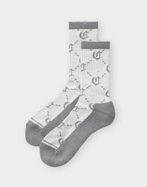CRONOS BLACKLETTER ORIGINAL MONOGRAM SOCKS【WHITE】