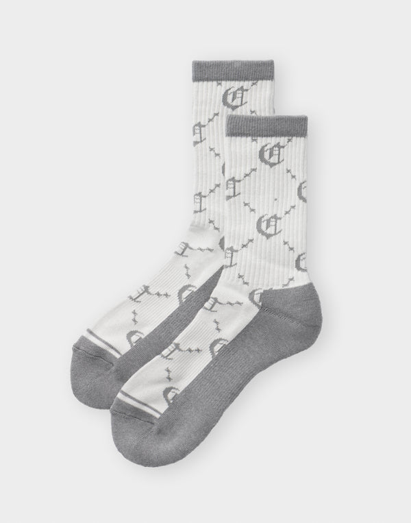 CRONOS BLACKLETTER ORIGINAL MONOGRAM SOCKS【WHITE】