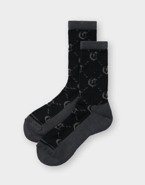 CRONOS BLACKLETTER ORIGINAL MONOGRAM SOCKS【BLACK】