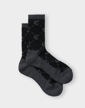 CRONOS BLACKLETTER ORIGINAL MONOGRAM SOCKS【BLACK】