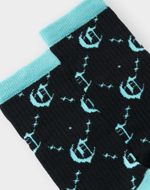 CRONOS BLACKLETTER ORIGINAL MONOGRAM SOCKS【T.BLUE】