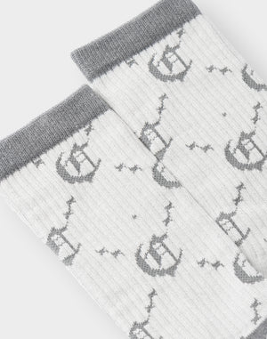 CRONOS BLACKLETTER ORIGINAL MONOGRAM SOCKS【WHITE】