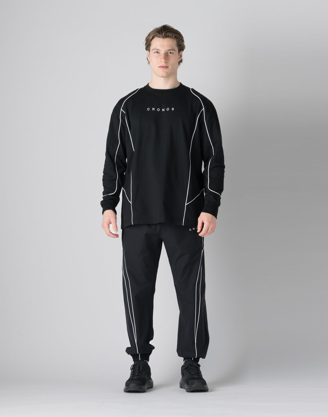 CRONOS CROSSLINE PANTS【BLACK×GREIGE】 ブランドファッション - CRONOS CROSSLINE PANTS【BLACK×GREIGE】