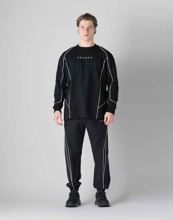 CRONOS  Piping design long pants【BLACK】