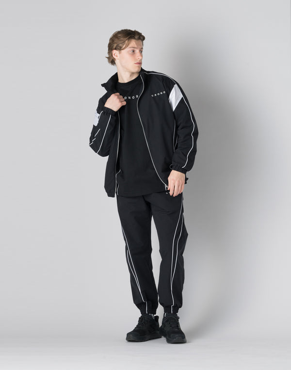 CRONOS  Piping design long pants【BLACK】