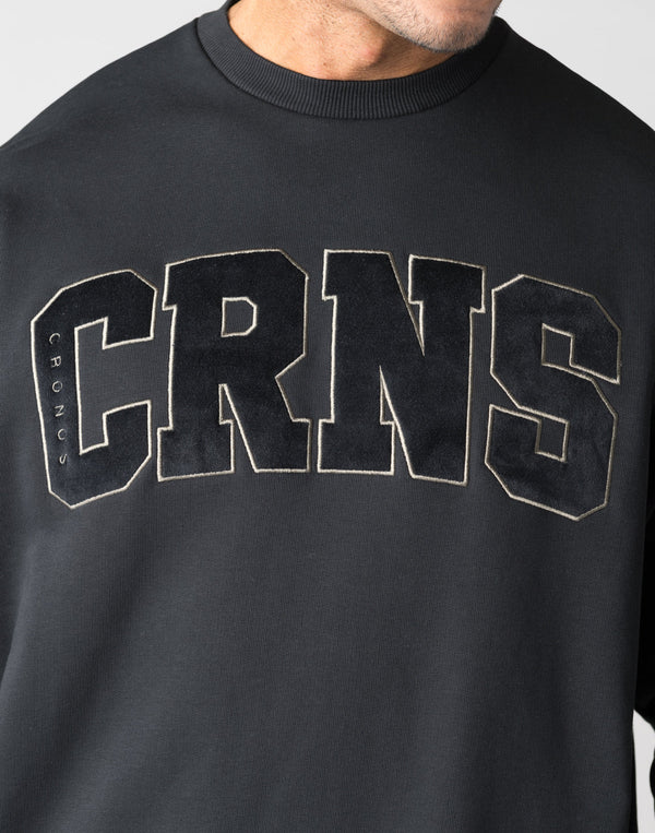 CRONOS Patchwork sweatshirt【BLACK】