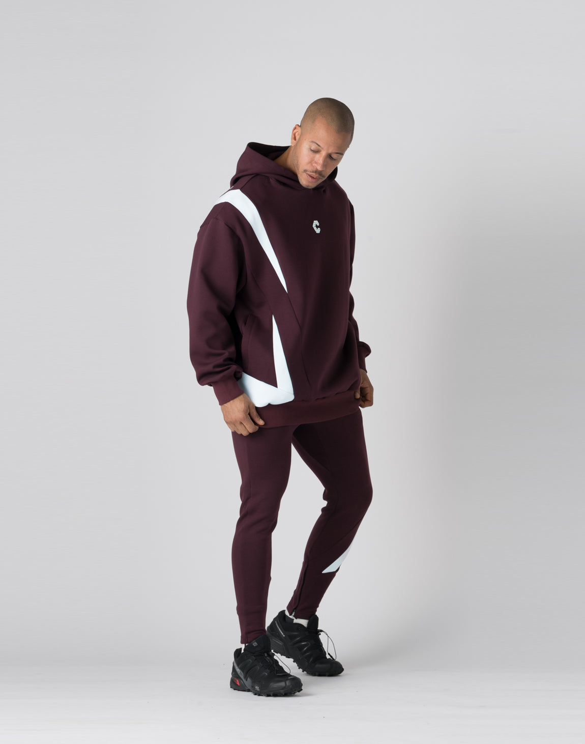 CRONOS Diagonal paneling long pants【BORDEAUX】