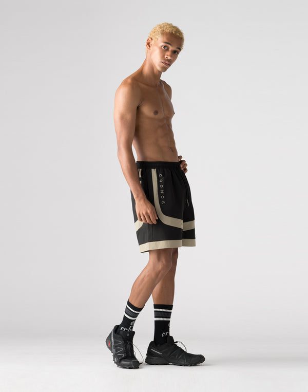 CRONOS Side Insert shorts【BLACK×GREIGE】