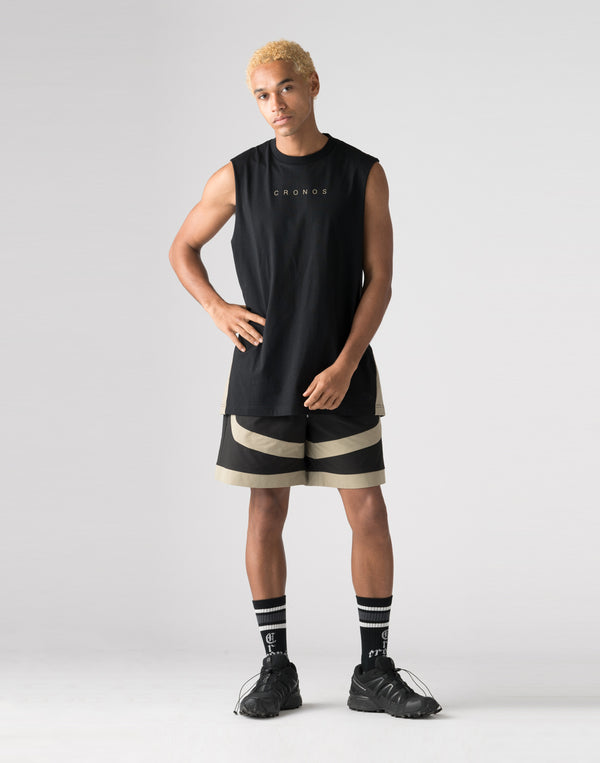 CRONOS Side Insert shorts【BLACK×GREIGE】