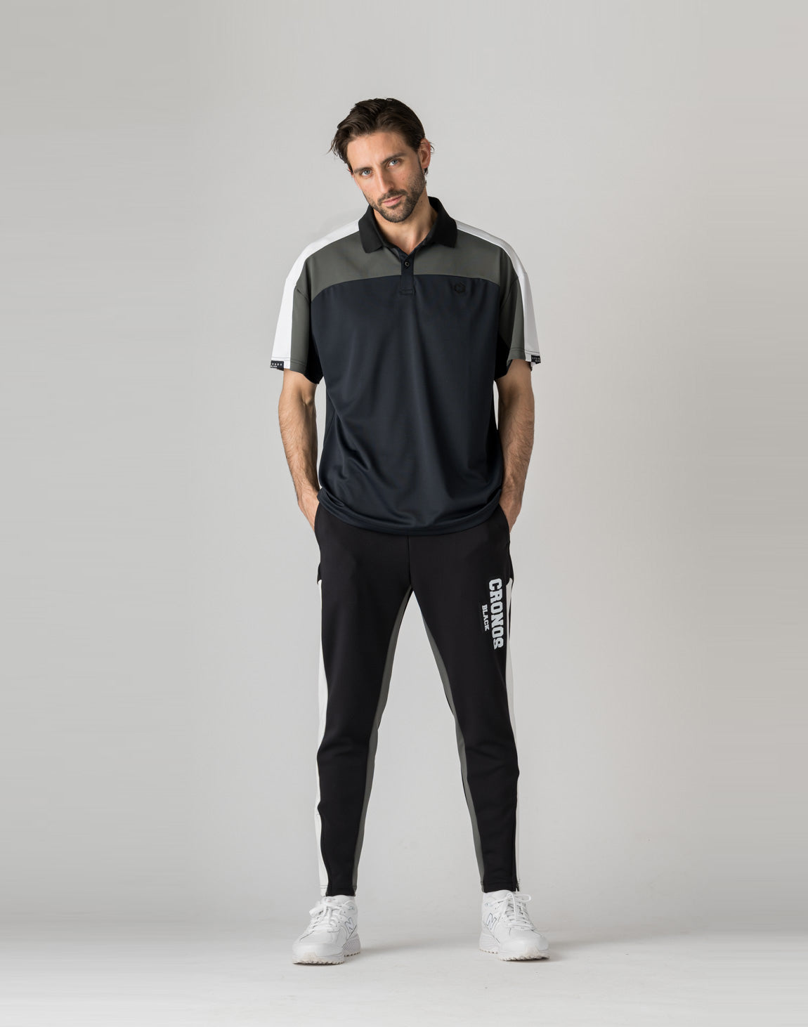 CRONOS BLACK Color-block polo shirt 【BLACK】 – クロノス