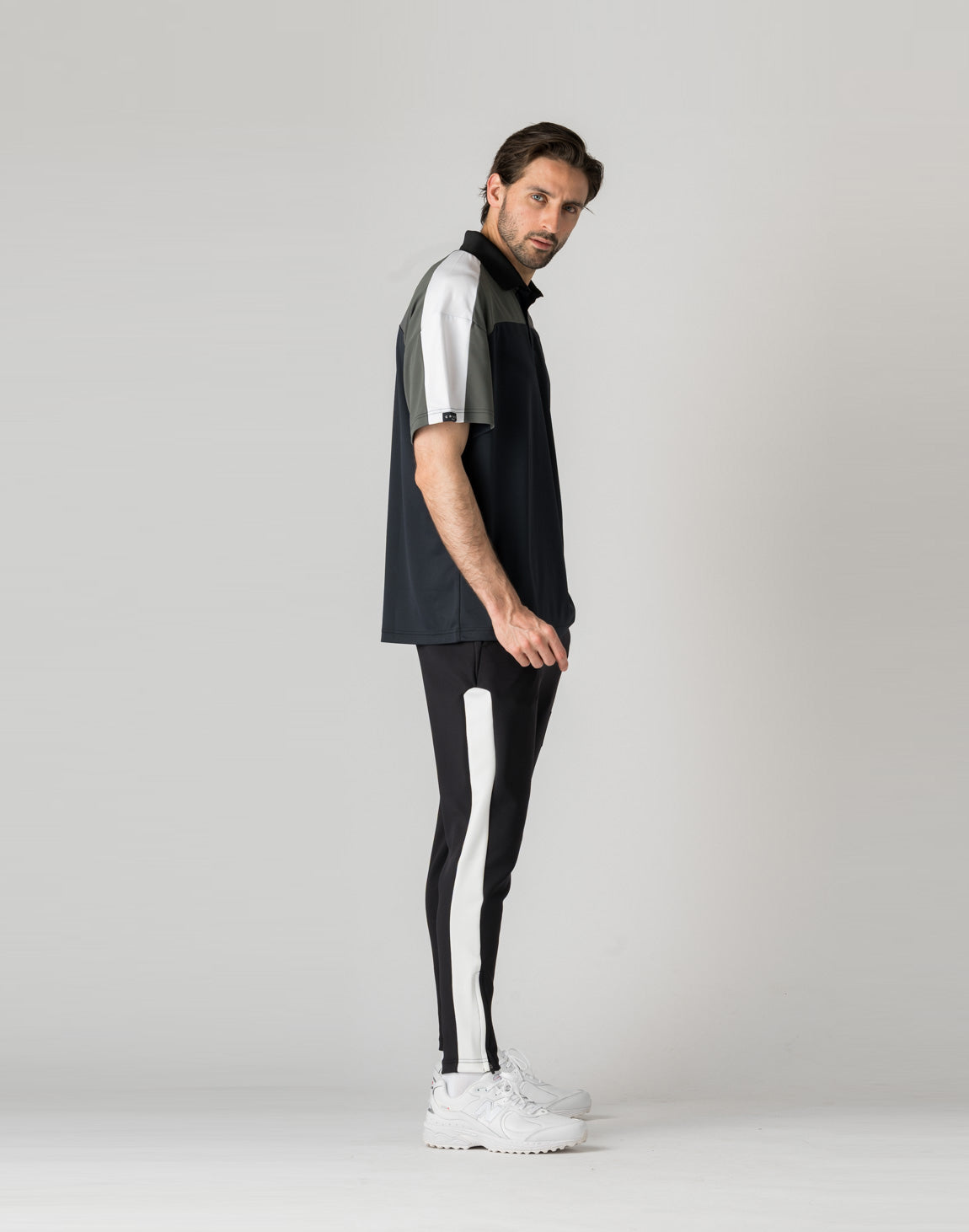 CRONOS BLACK Color-block polo shirt 【BLACK】 – クロノス