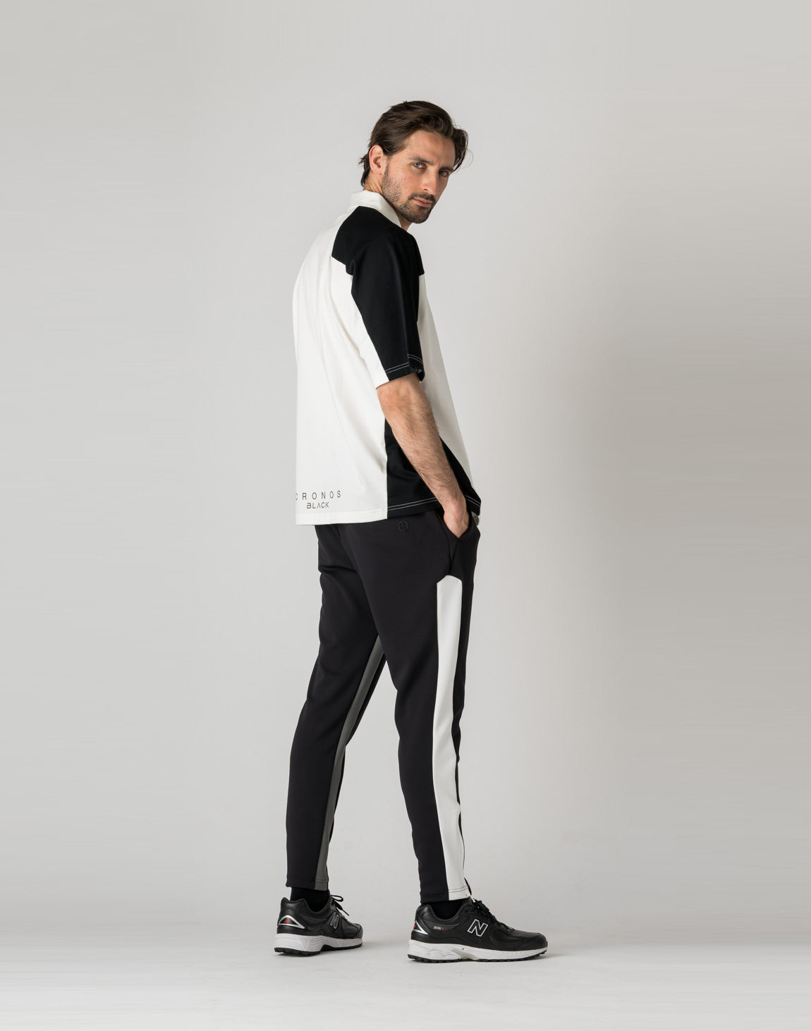 CRONOS BLACK Color-block polo shirt【WHITE】 – クロノス