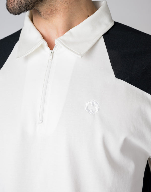 CRONOS BLACK 拼色polo衫【白色】