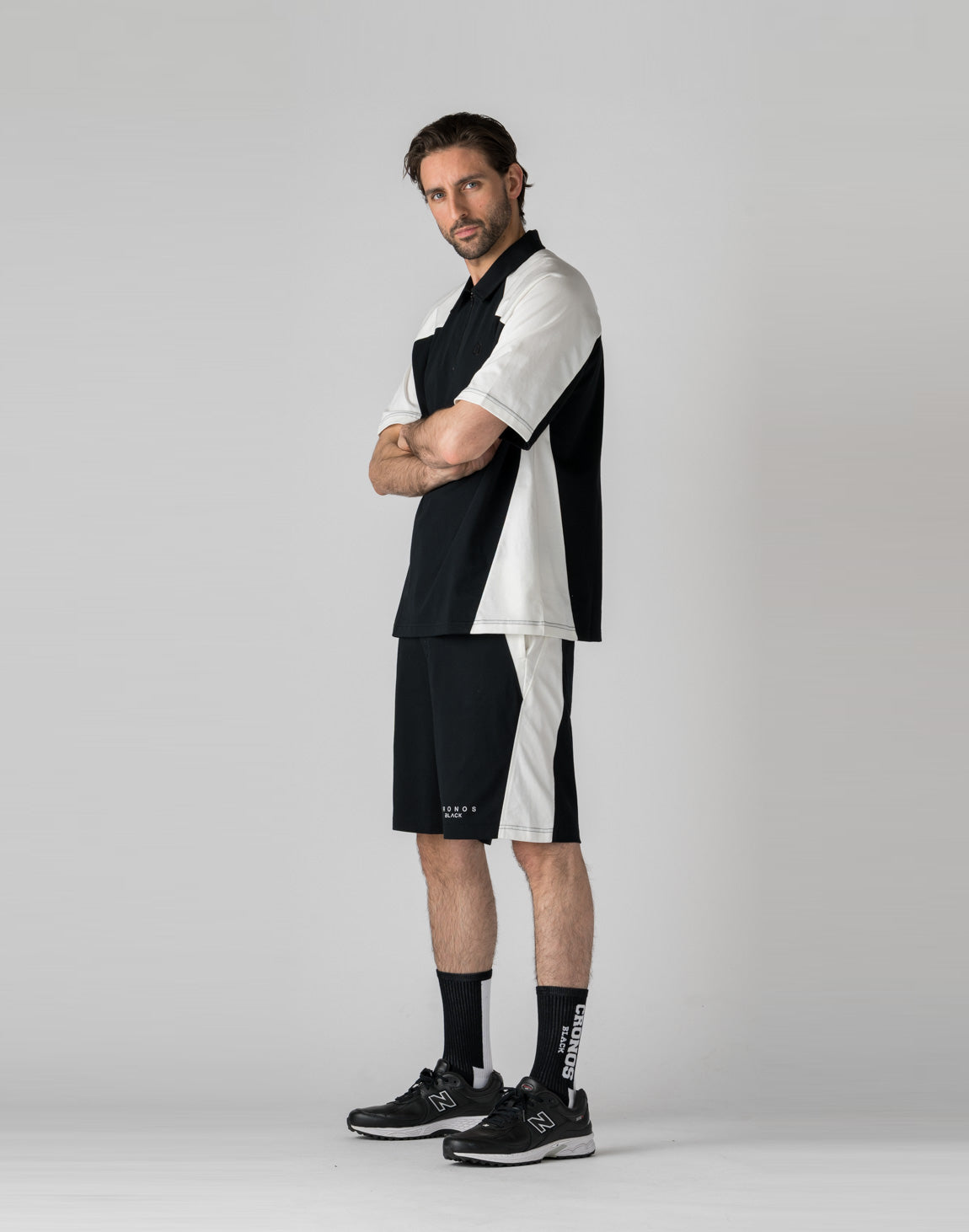 CRONOS BLACK Color-block polo shirt【WHITE】 – クロノス CRONOS BLACK Color-block polo shirt【WHITE】 – クロノス