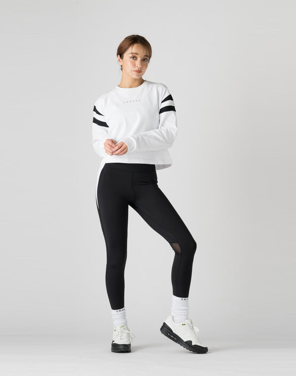 CRONOS WOMEN DIAGONAL LINE LONGSLEEVE【WHITE】