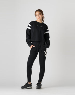 CRONOS WOMEN DIAGONAL LINE LONGSLEEVE【BLACK】