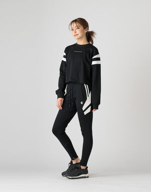 CRONOS WOMEN DIAGONAL LINE LONGSLEEVE【BLACK】