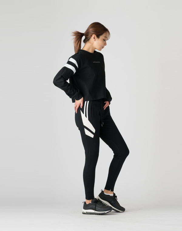 CRONOS WOMEN DIAGONAL LINE LONGSLEEVE【BLACK】