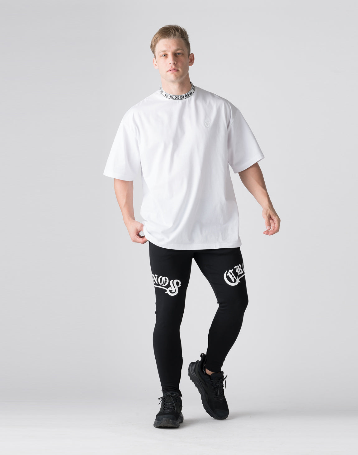 CRONOS Logo Neckline Design OverSize T-SHIRT【WHITE】