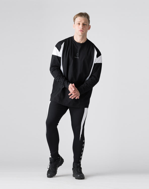 CRONOS Symmetrical Panel long sleeve T 【BLACK】