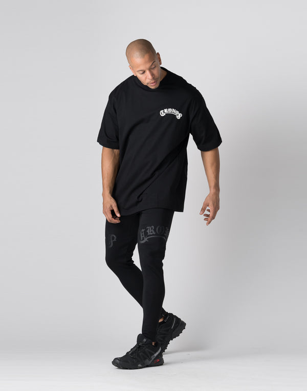 CRONOS Arch Black Letter OverSize T-SHIRT【BLACK×WHITE】