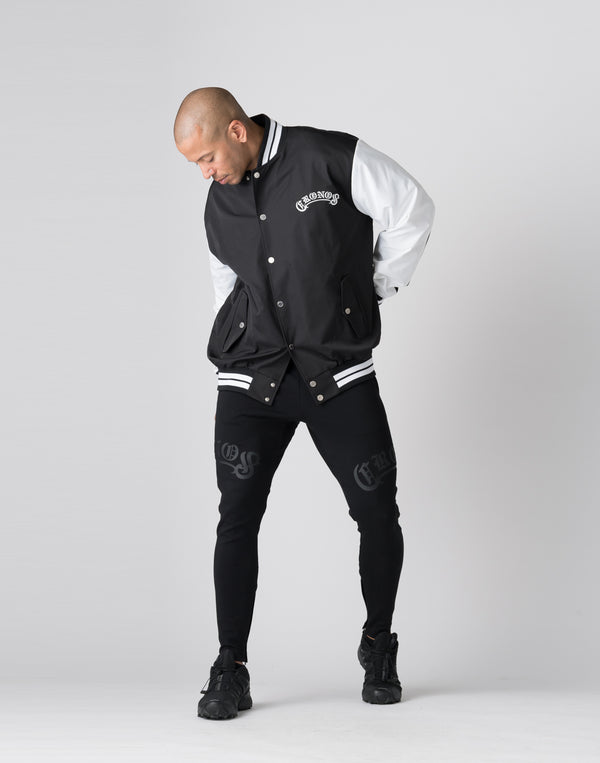 CRONOS Arch Black Letter Stadium Jumper【BLACK×WHITE】