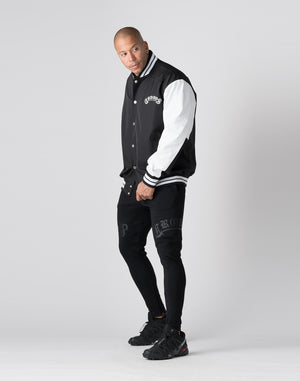 CRONOS Arch Black Letter Stadium Jumper【BLACK×WHITE】
