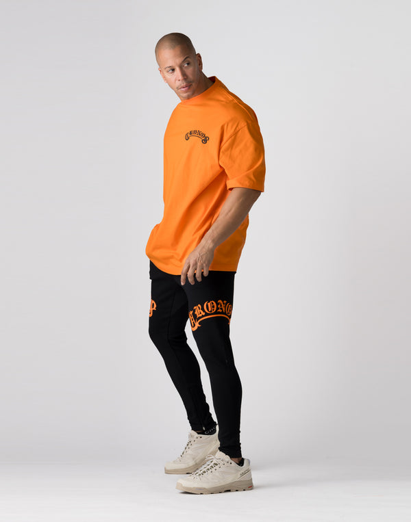 CRONOS Arch Black Letter OverSize T-SHIRT【ORANGE】