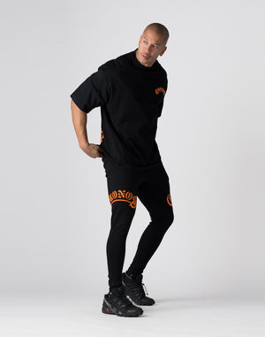 CRONOS Arch Black Letter OverSize T-SHIRT【BLACK×ORANGE】