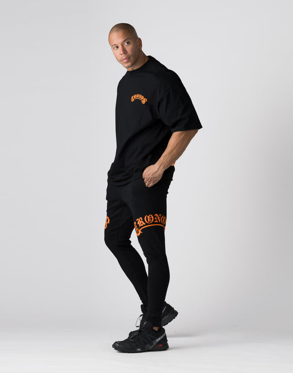 CRONOS Arch Black Letter OverSize T-SHIRT【BLACK×ORANGE】