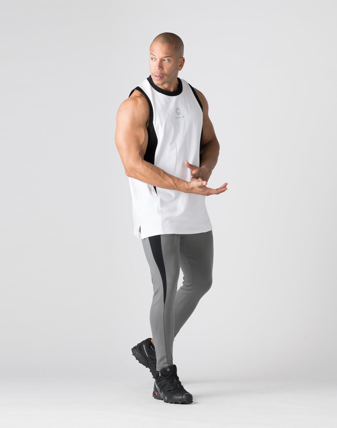 CRONOS Arrow-shaped Pattern skinny pants【GRAY】