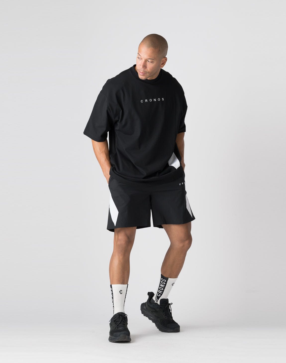 CRONOS Diagonal Panel OverSize T-SHIRT【BLACK】 – クロノス