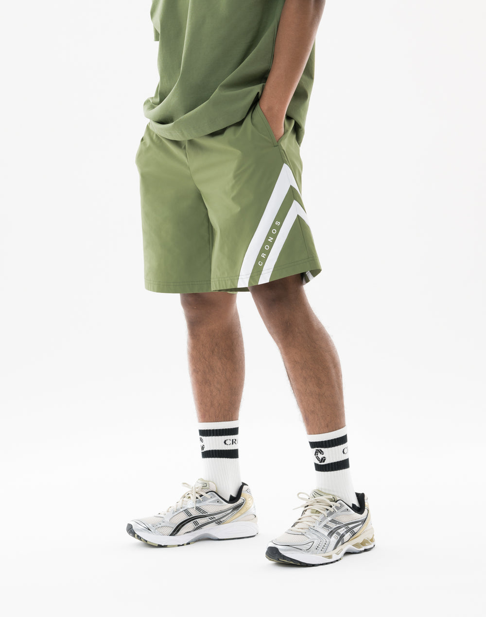 CRONOS Slash Line Shorts【KHAKI】