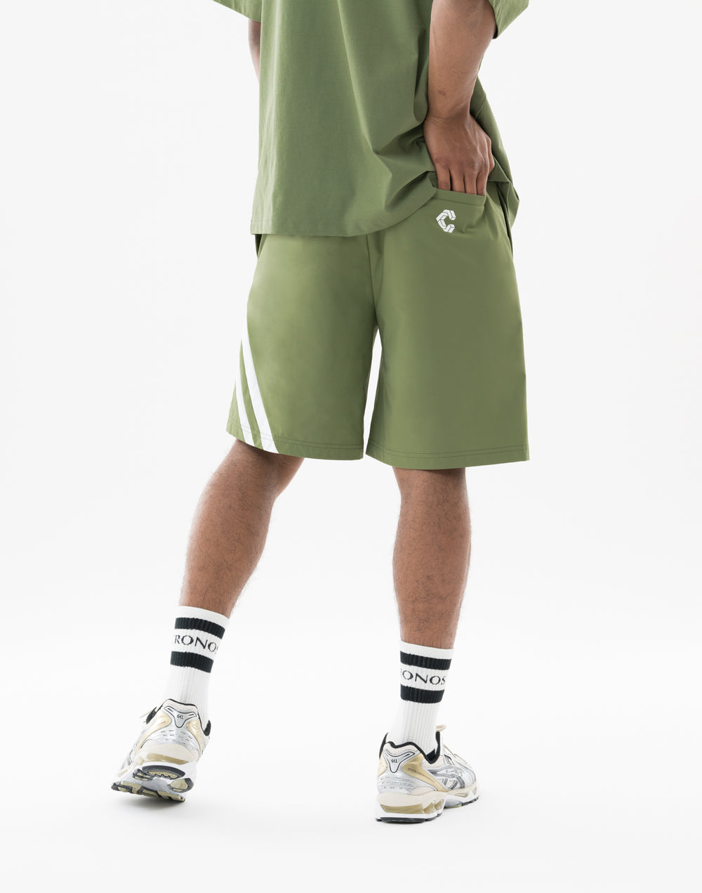 CRONOS Slash Line Shorts【KHAKI】