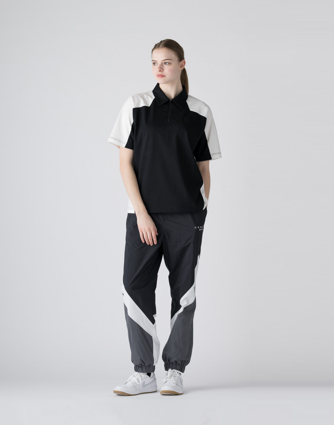 CRONOS BLACK Color-block polo shirt【BLACK】