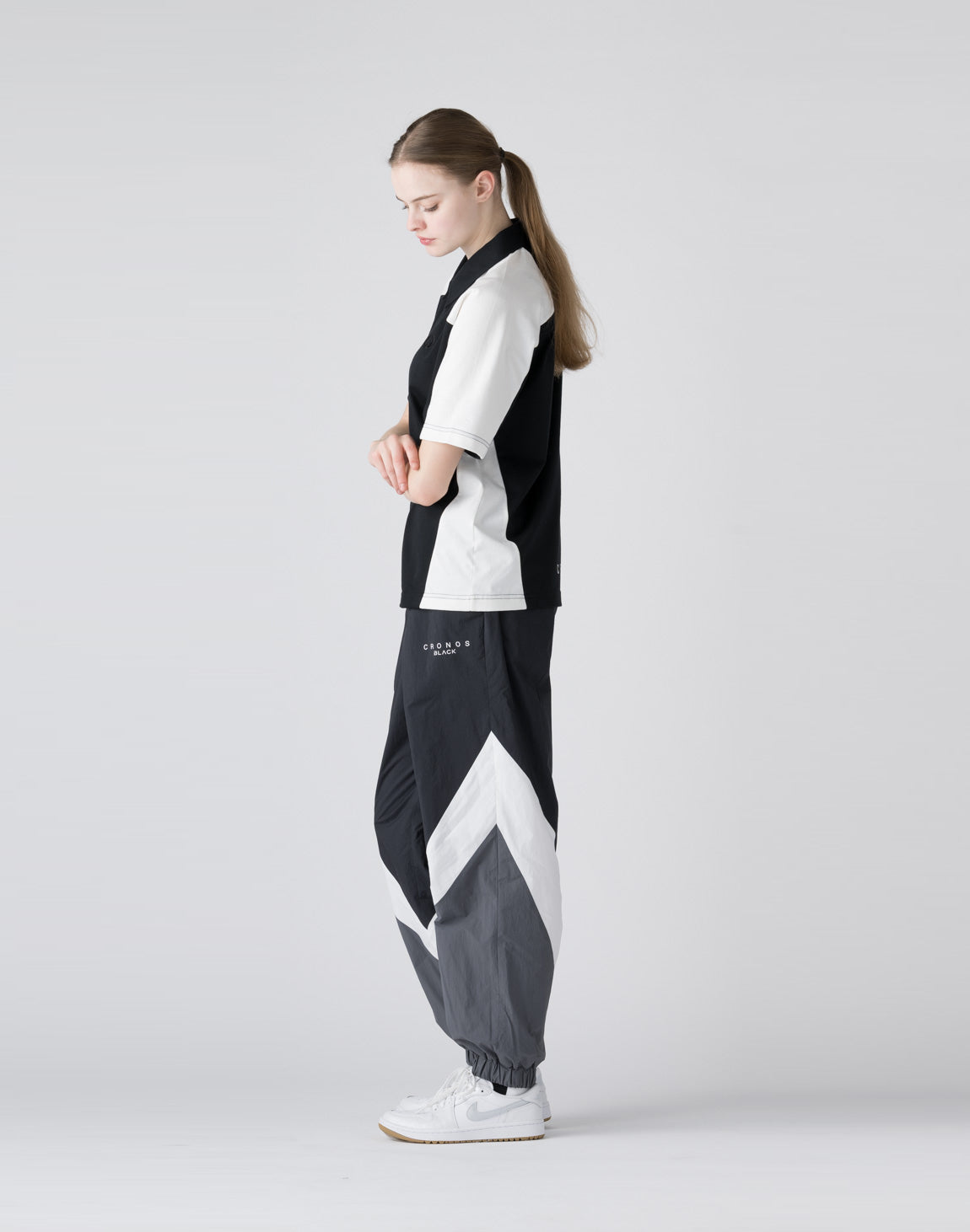 CRONOS BLACK Color-block polo shirt【WHITE】 – クロノス
