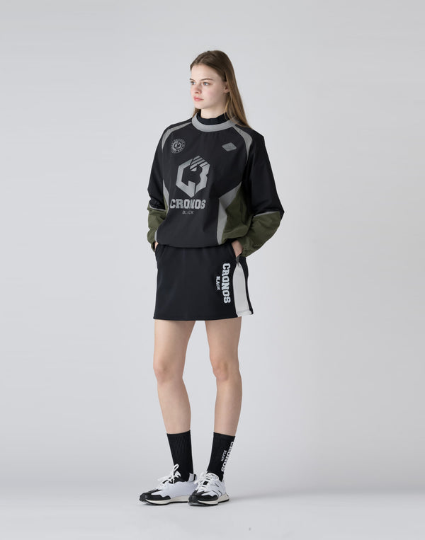 CRONOS BLACK emboss logo skirt【BLACK】