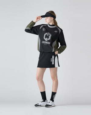 CRONOS BLACK emboss logo skirt【BLACK】