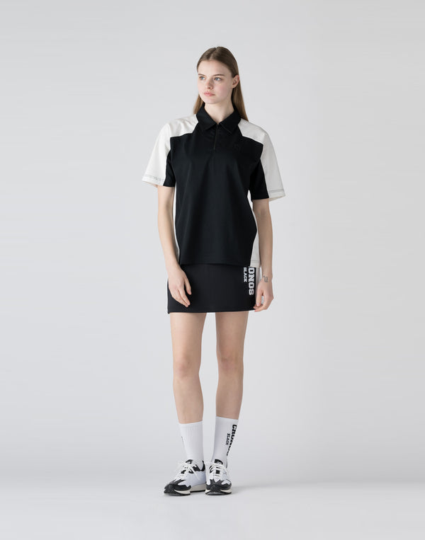 CRONOS BLACK Color-block polo shirt【BLACK】