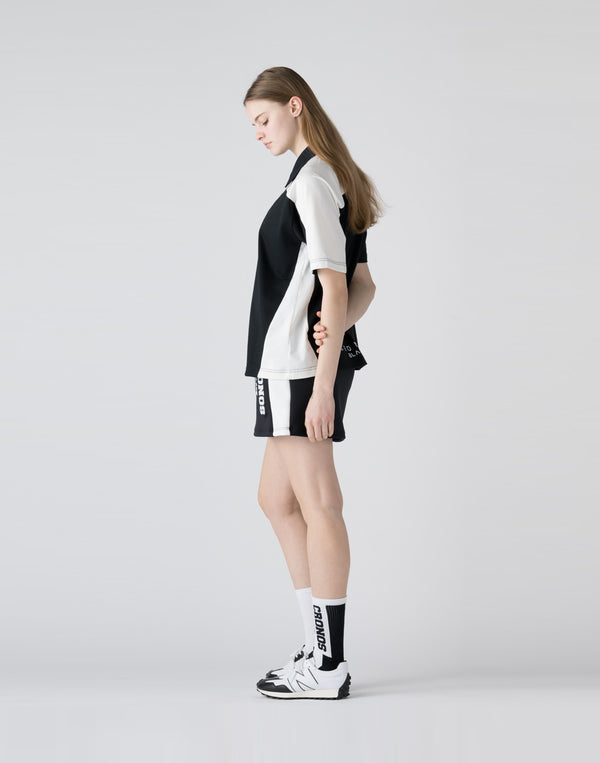 CRONOS BLACK Color-block polo shirt【BLACK】