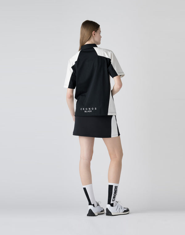 CRONOS BLACK Color-block polo shirt【BLACK】