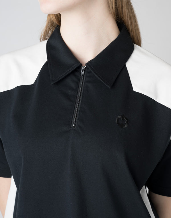 CRONOS BLACK Color-block polo shirt【BLACK】