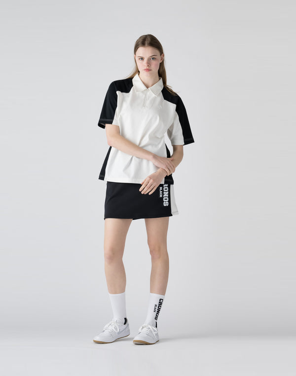 CRONOS BLACK Color-block polo shirt【WHITE】