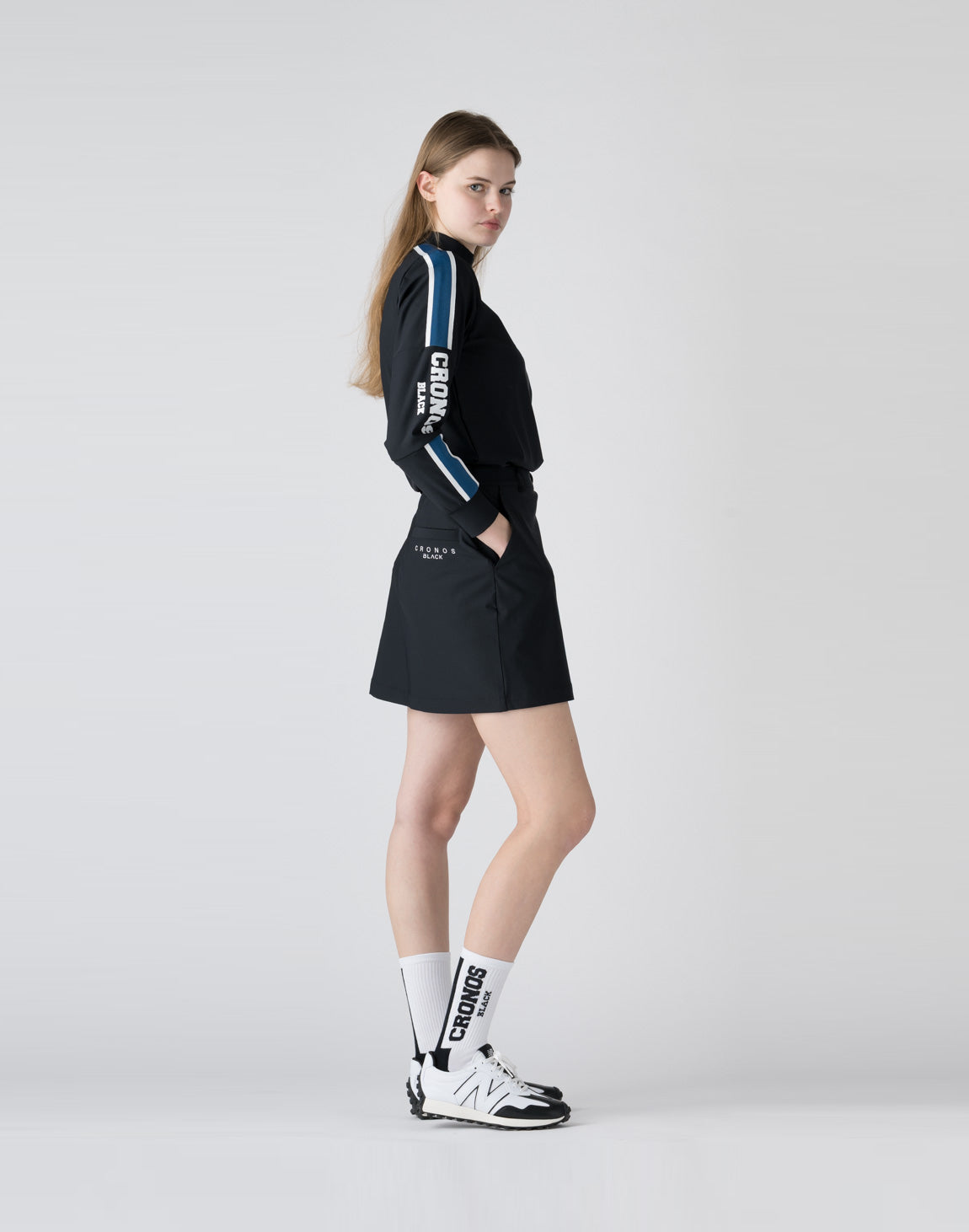 CRONOS BLACK active skirt【BLACK×WHITE】