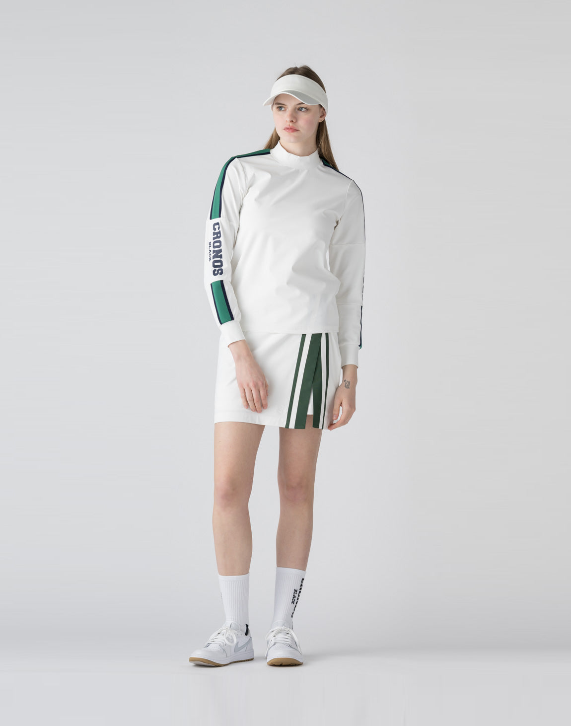 CRONOS BLACK mock neck longsleeve【WHITE】