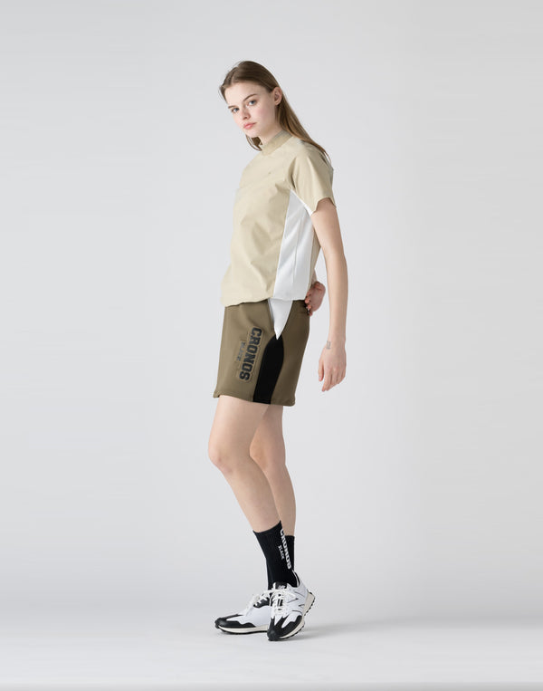 CRONOS BLACK emboss logo skirt【KHAKI】