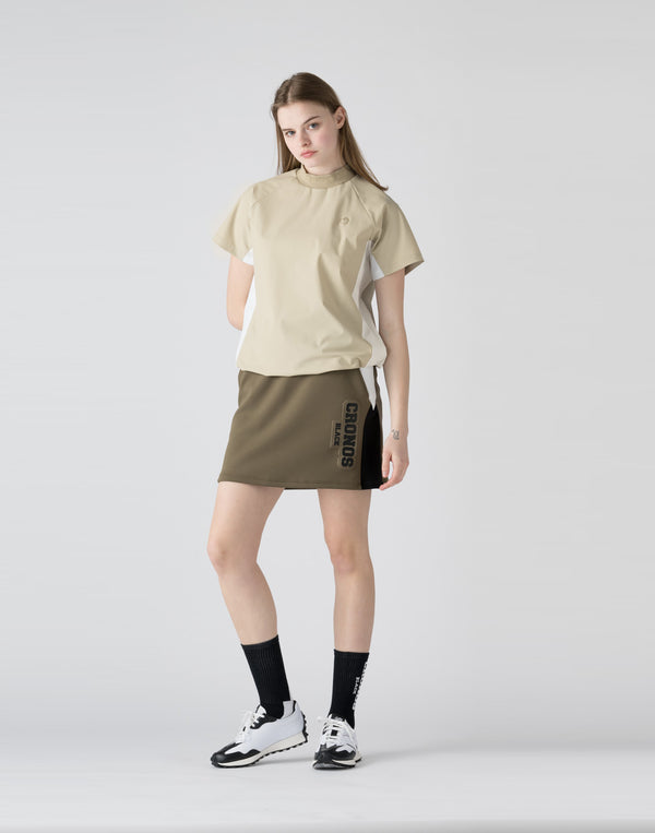 CRONOS BLACK emboss logo skirt【KHAKI】