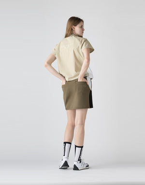 CRONOS BLACK emboss logo skirt【KHAKI】