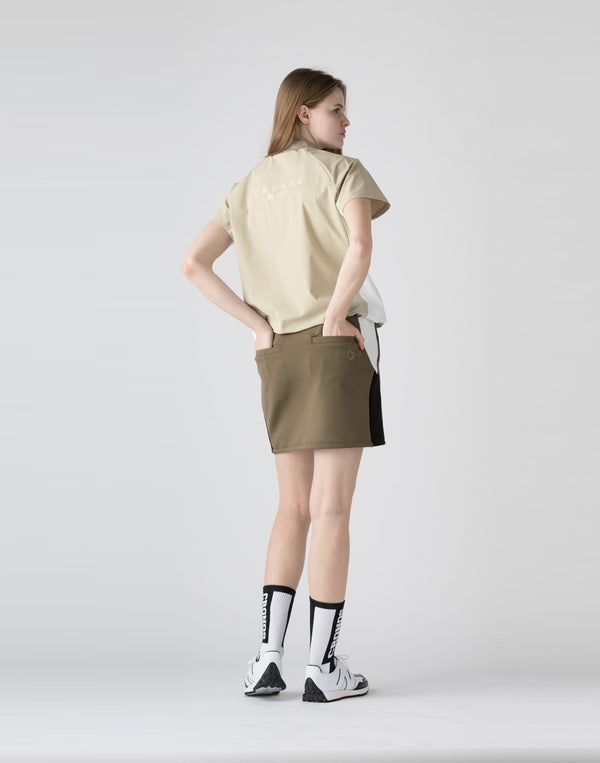 CRONOS BLACK emboss logo skirt【KHAKI】