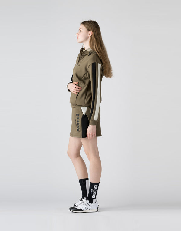 CRONOS BLACK emboss logo skirt【KHAKI】